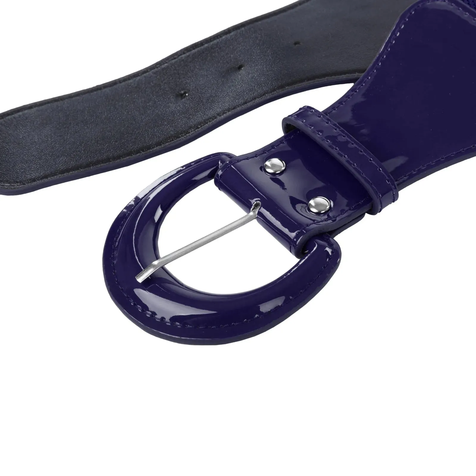 Wide Polyurethane Leather Buckle Stretchy Elastic Waist Belt