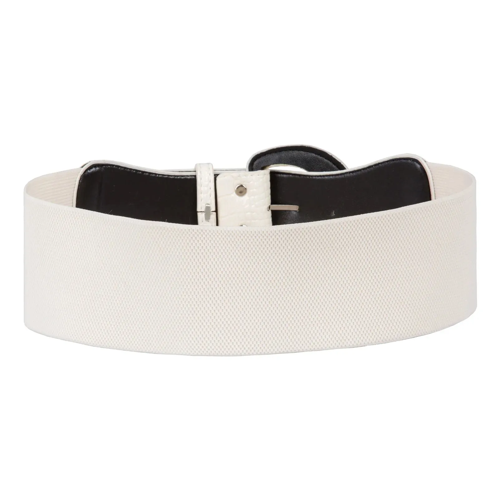 Wide Polyurethane Leather Buckle Stretchy Elastic Waist Belt