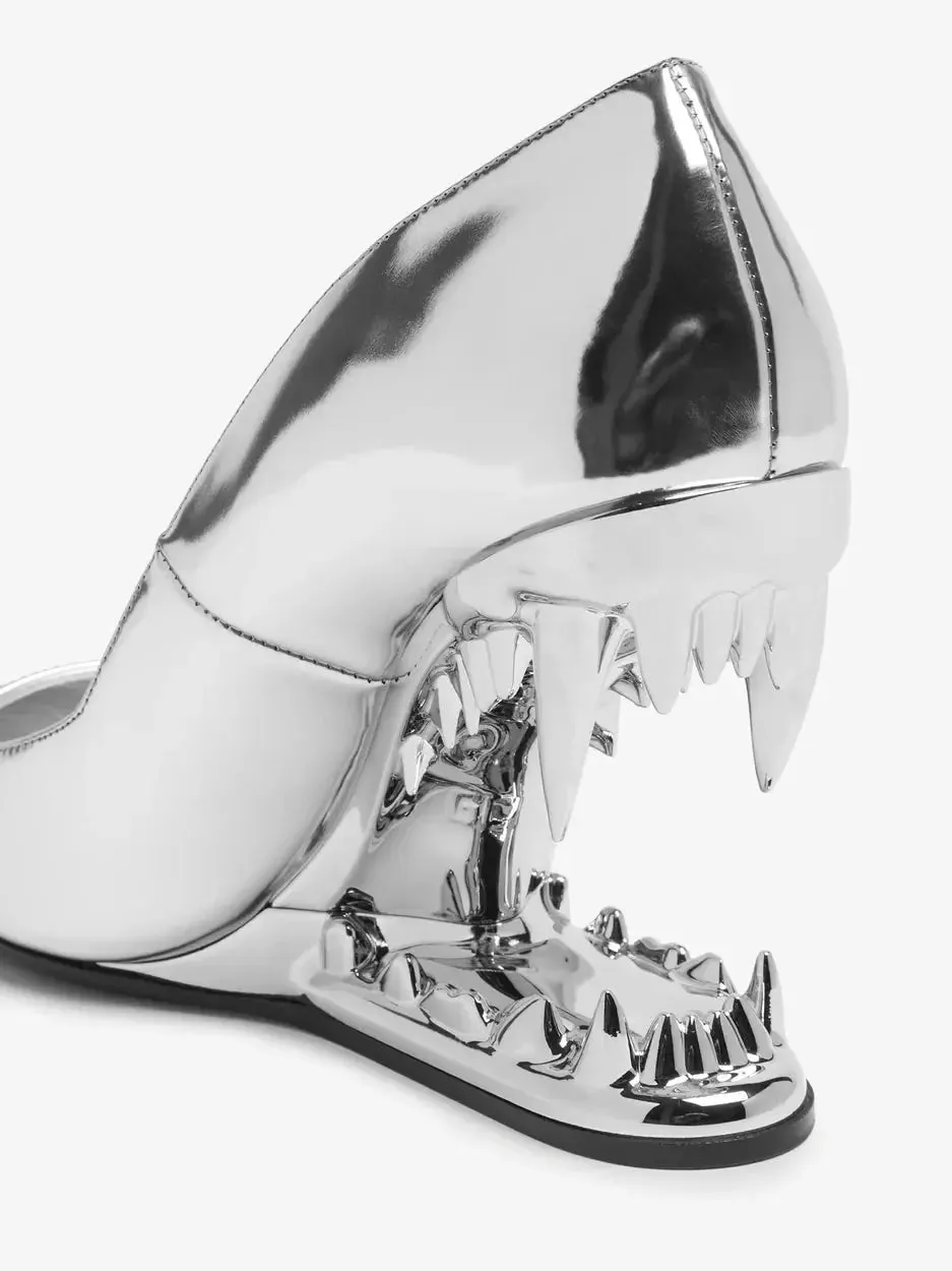 Women’s Asymmetrical Morso Laminated Pumps in Silver