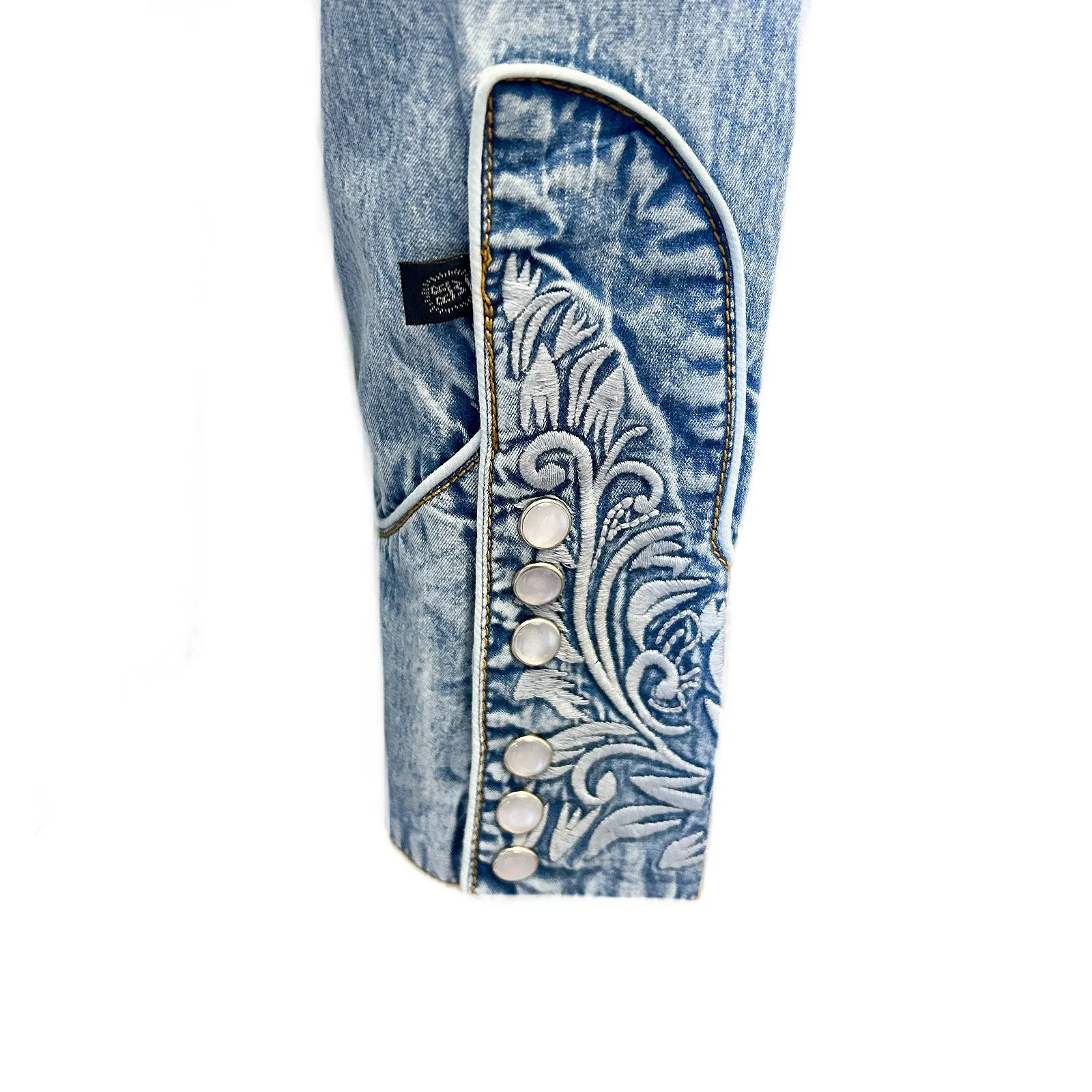 Women's Vintage Tooling Embroidery Denim & Blue Western Shirt